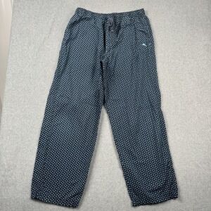 Tommy Bahama Pajama Pants Mens Medium Blue Fish Print Cotton Lounge Nautical